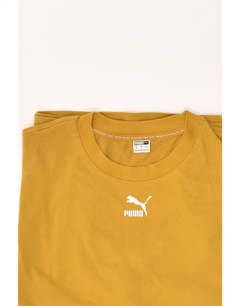 PUMA Mens T-Shirt Top Small Yellow | Vintage Puma | Thrift | Second-Hand Puma | Used Clothing | Messina Hembry 