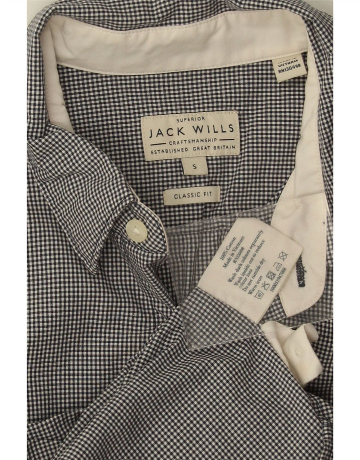 Jack Wills Mens Classic Fit Shirt Small Black Gingham Cotton