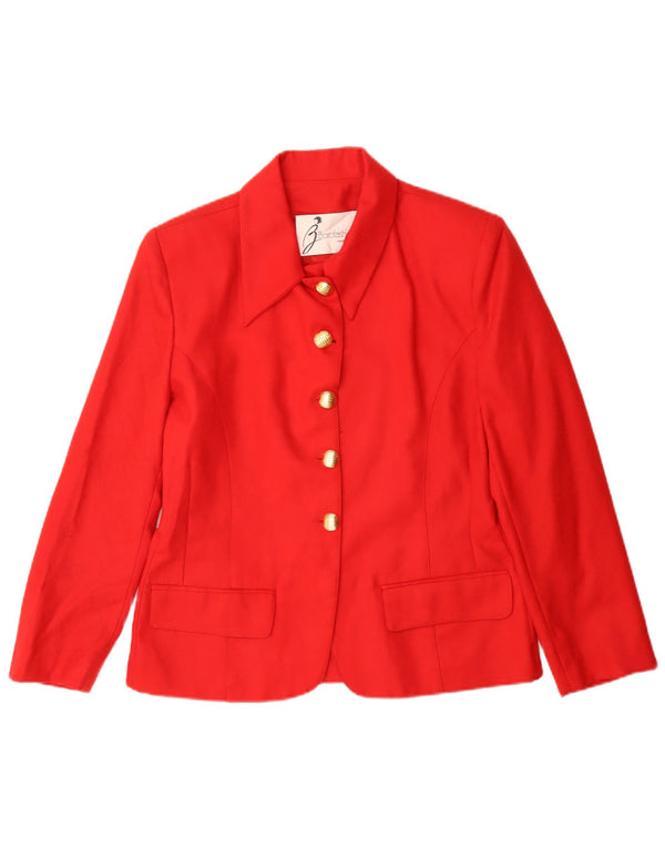 Vintage Womens 5 Button Blazer Jacket IT 44 Medium Red Wool Classic