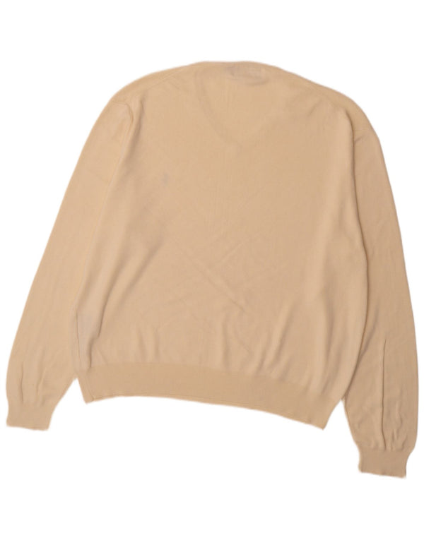 Polo Ralph Lauren Mens V-Neck Jumper Sweater 2XL Beige Cotton