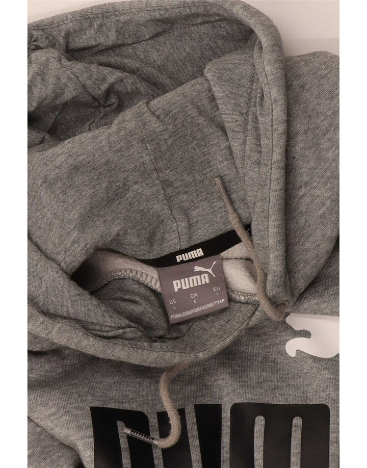 Puma Mens Graphic Hoodie Jumper Large Grey Flecked
