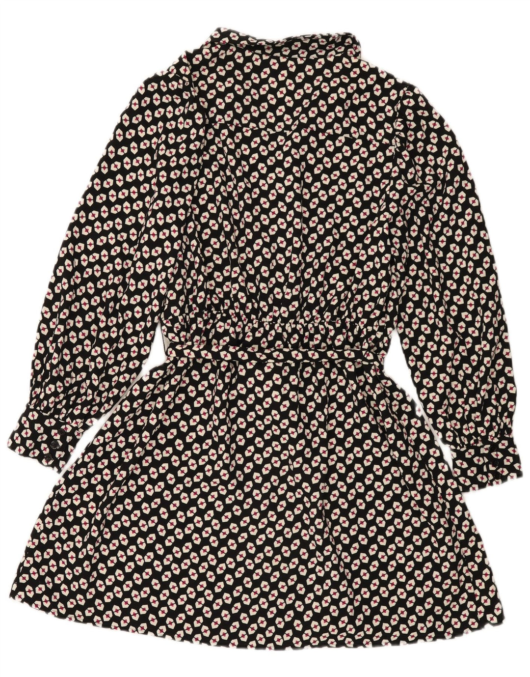 Marks & Spencer Womens Shirt Dress UK 14 Large Black Geometric Polyester