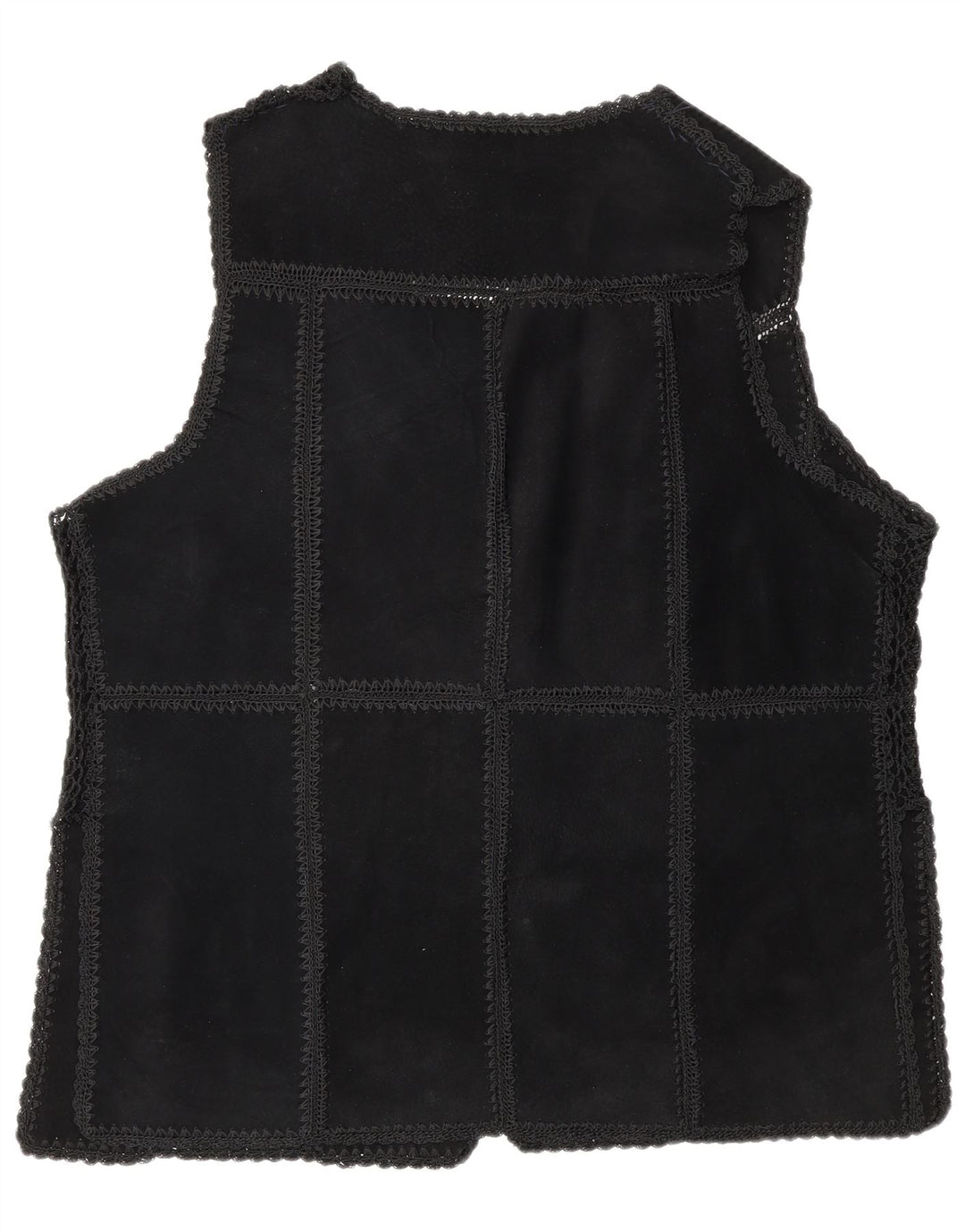 Vintage Womens Suede Gilet UK 16 Large Black Patchwork