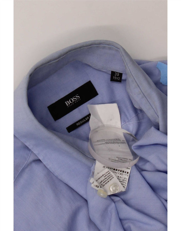 Hugo Boss Mens Regular Fit Shirt Size 39 Medium Blue Cotton