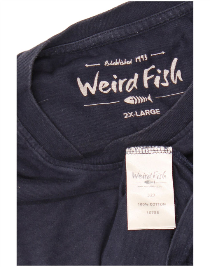 WEIRD FISH Mens Graphic T-Shirt Top 2XL Navy Blue Cotton