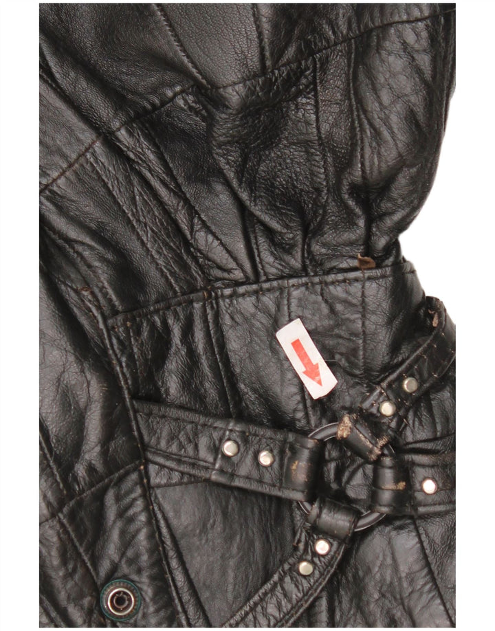 Vintage Womens Bomber Leather Jacket UK 12 Medium Black Leather