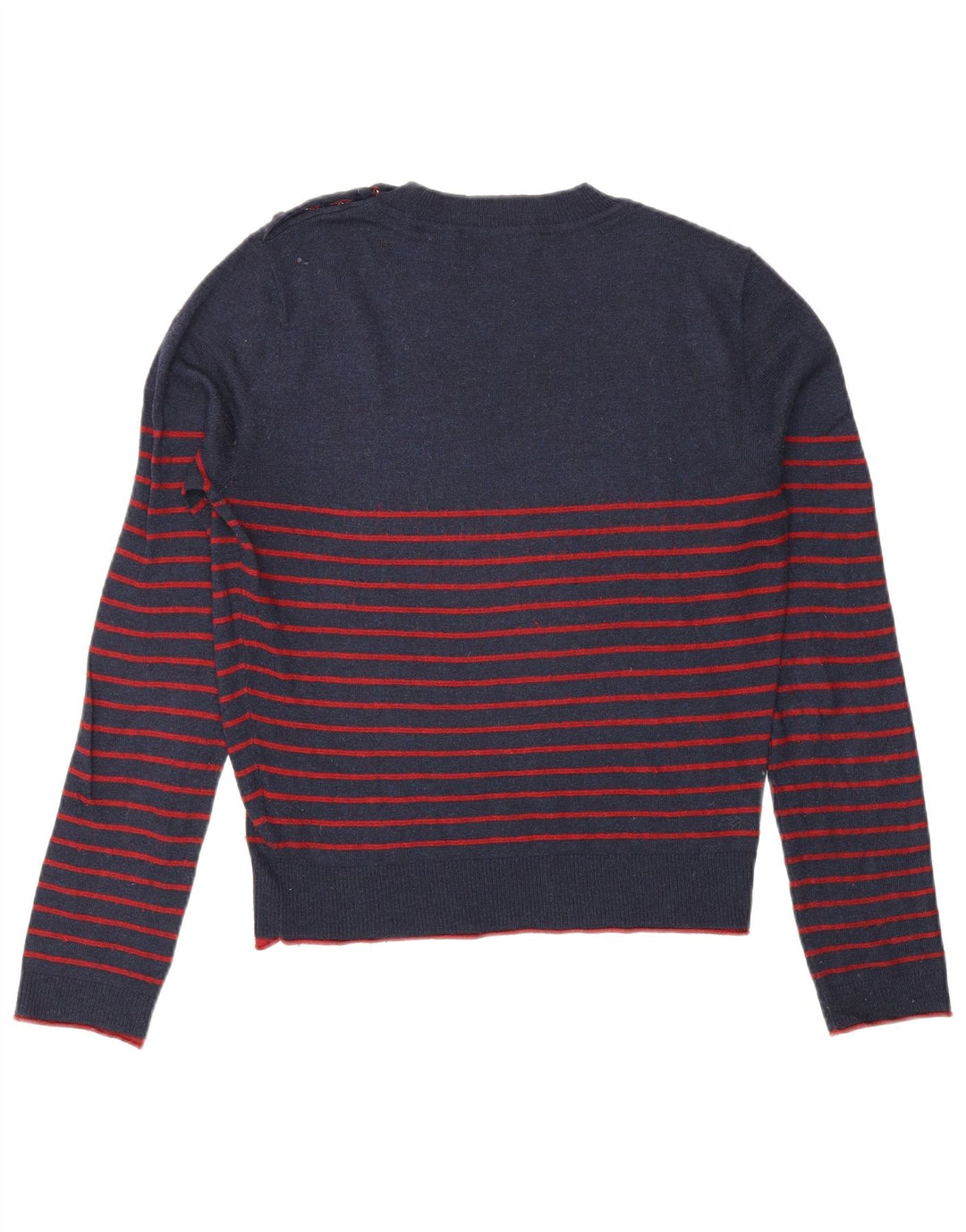 Zara Womens Crew Neck Jumper Sweater UK 14 Medium Navy Blue Striped