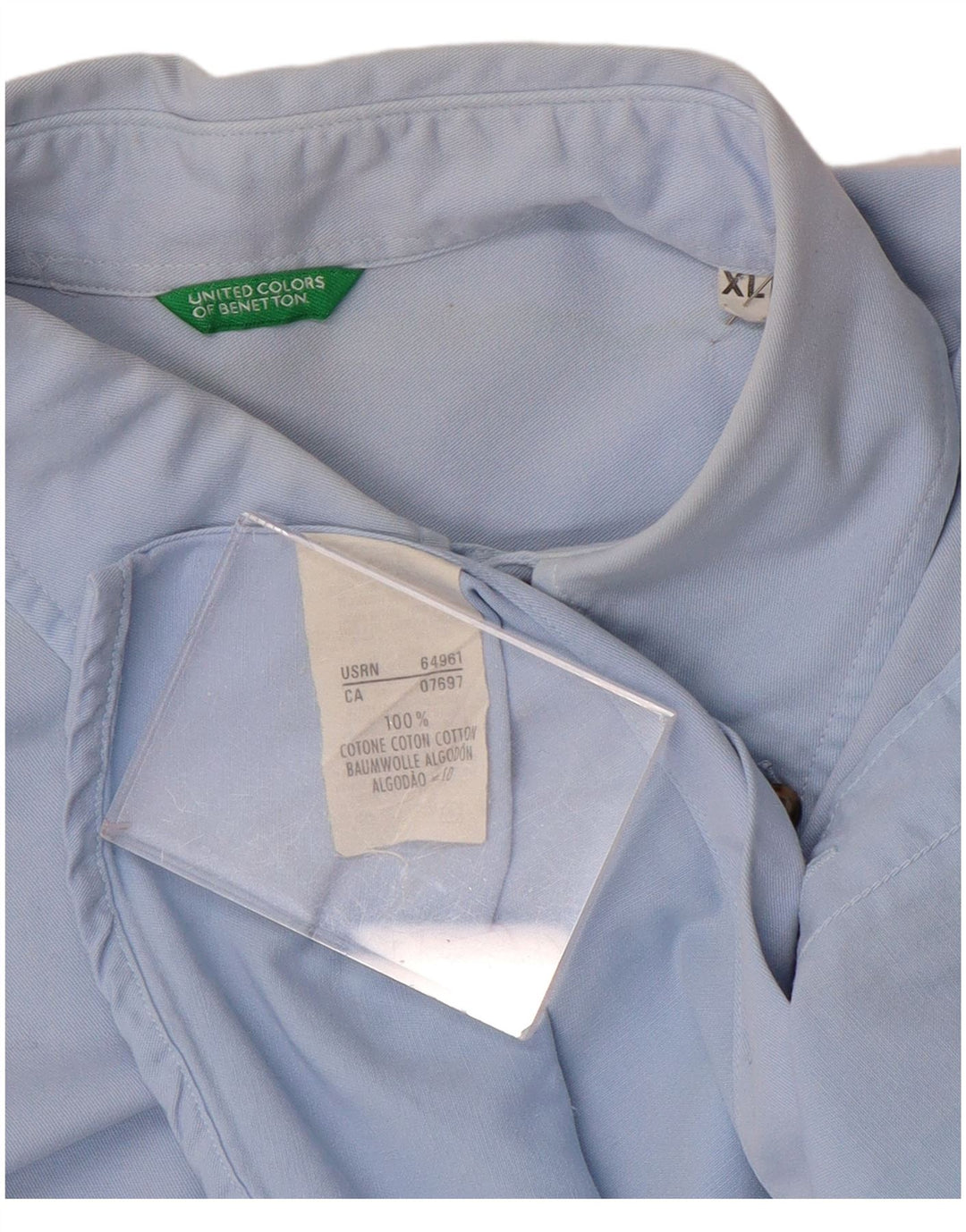 Benetton Mens Shirt XL Blue Cotton
