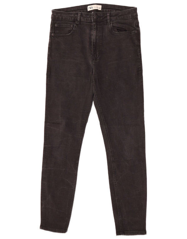 Zara Womens High Waist Skinny Jeans EU 42 Large W32 L28 Black Cotton