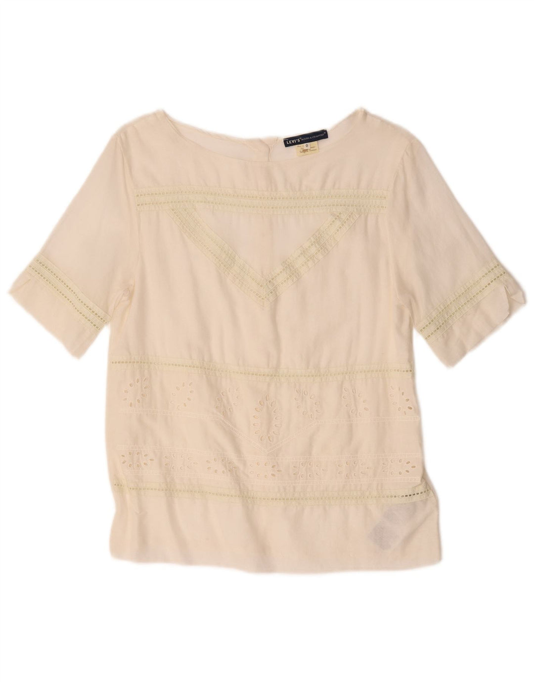 Levi's Womens Short Sleeve Oversized Shirt Blouse US 0 XS White Striped