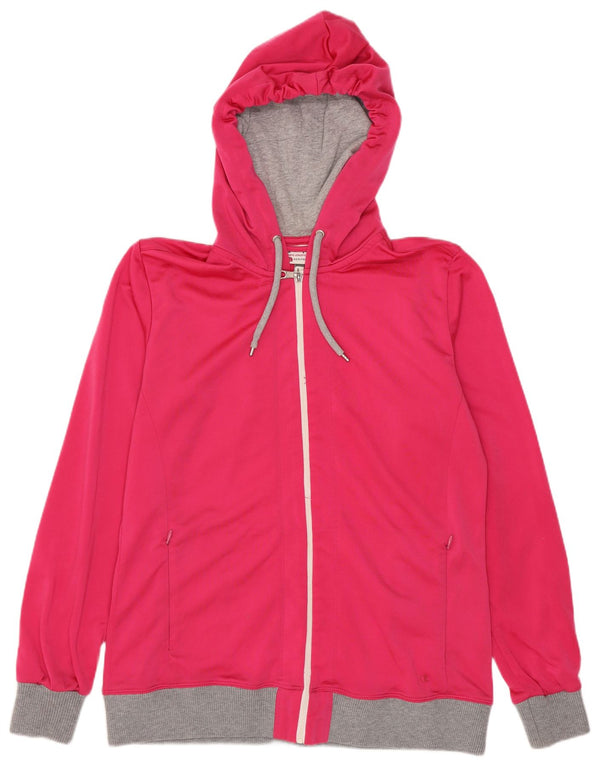 Champion Womens Heritage Fit Zip Hoodie Sweater UK 16 Large Pink