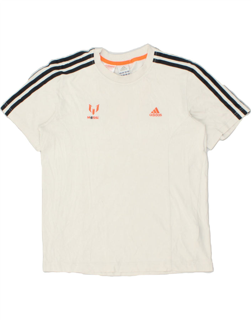 ADIDAS Boys Graphic T-Shirt Top 13-14 Years White Cotton | Vintage Adidas | Thrift | Second-Hand Adidas | Used Clothing | Messina Hembry 