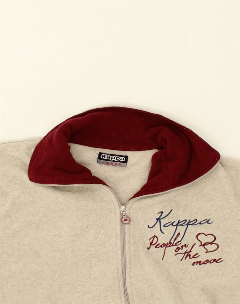 KAPPA Womens Zip Neck Fleece Jumper UK 16 Large Beige Polyester | Vintage Kappa | Thrift | Second-Hand Kappa | Used Clothing | Messina Hembry 