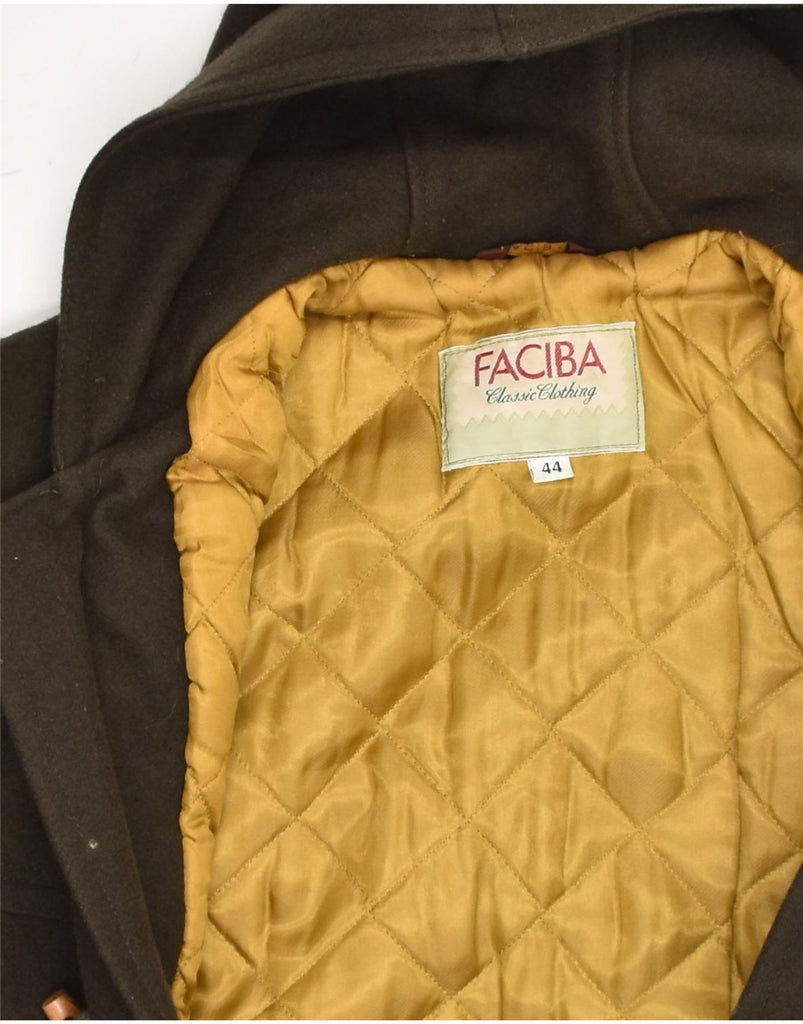 FACIBA Womens Hooded Duffle Coat IT 44 Medium Khaki Wool | Vintage Faciba | Thrift | Second-Hand Faciba | Used Clothing | Messina Hembry 