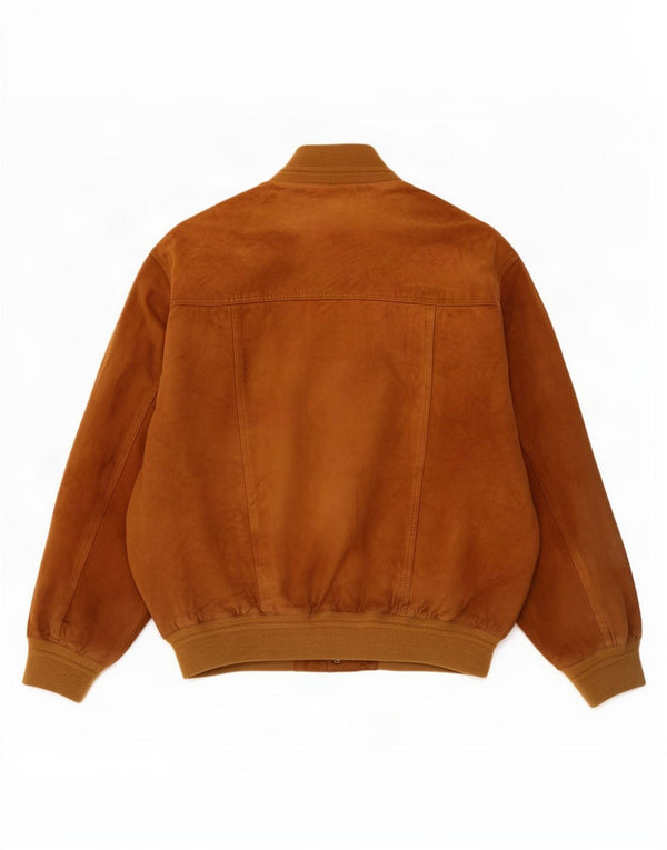 Danilo Trevigliani Mens Suede Bomber Jacket IT 52 XL Brown Leather
