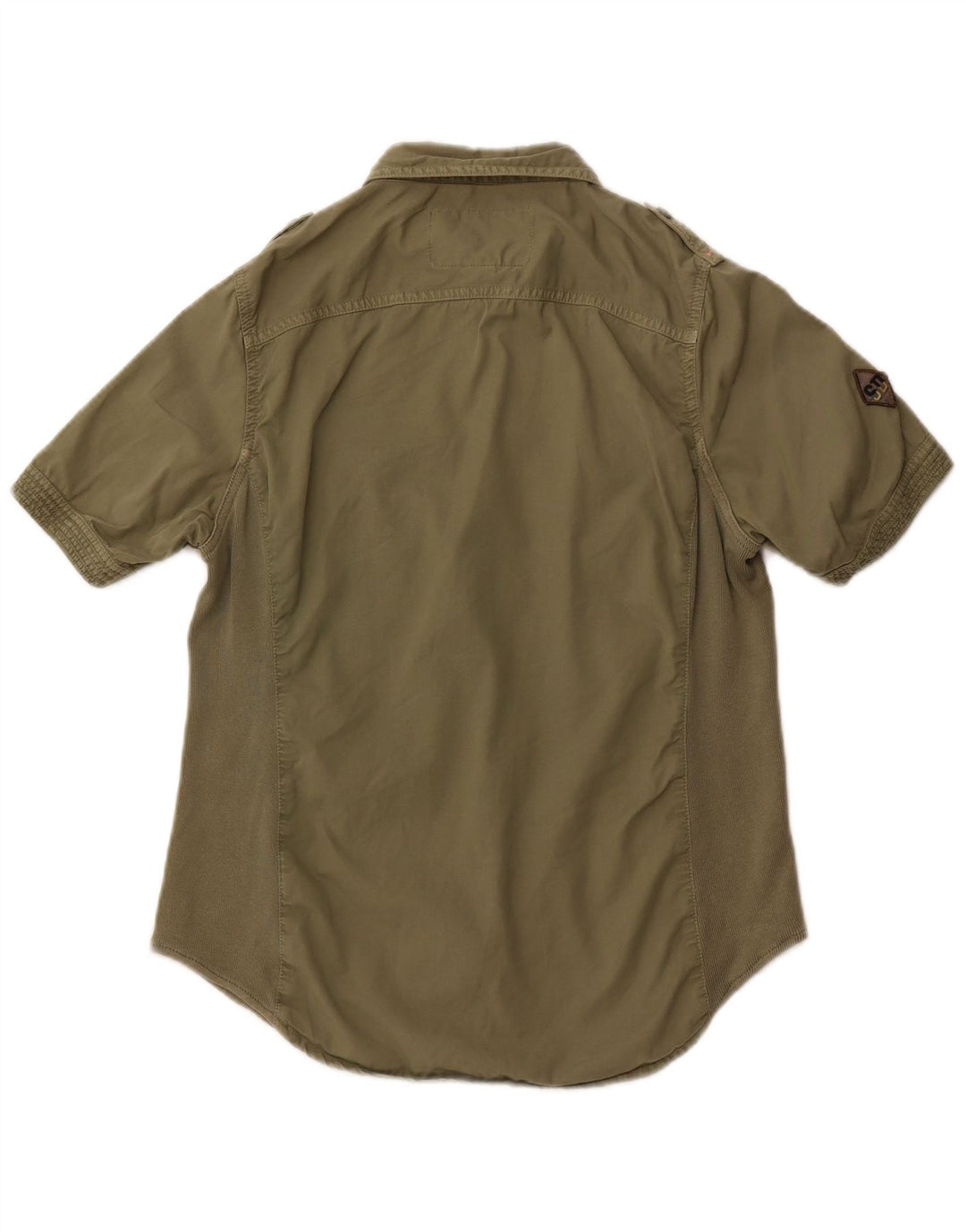 SUPERDRY Womens Short Sleeve Military Shirt UK 14 Large Khaki Cotton