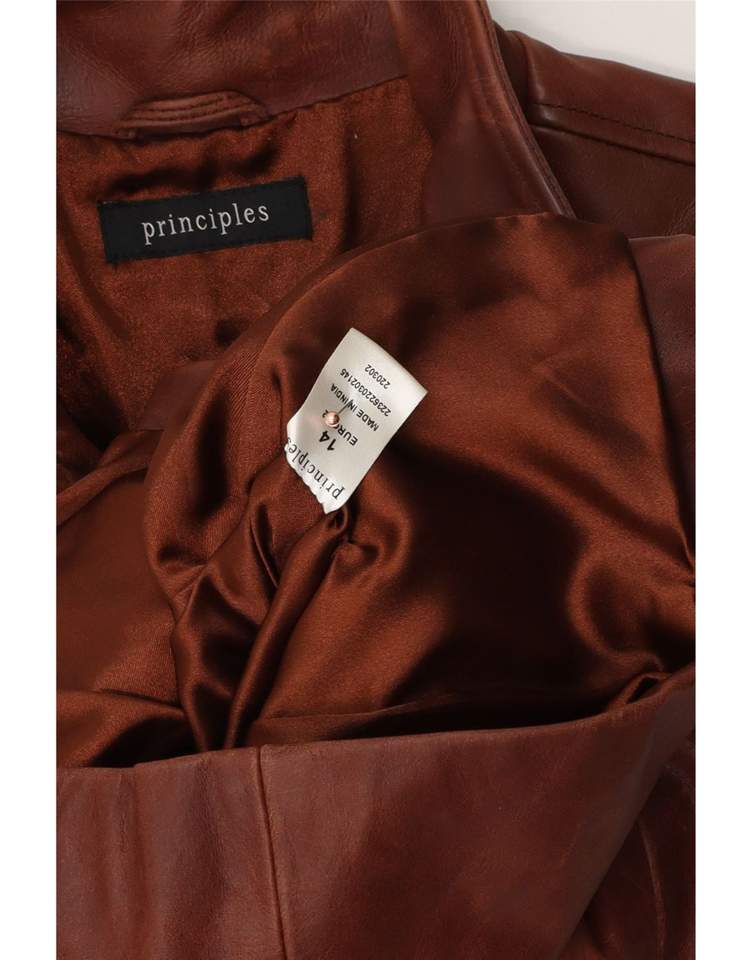 Principles Womens Leather Jacket UK 14 Medium Brown