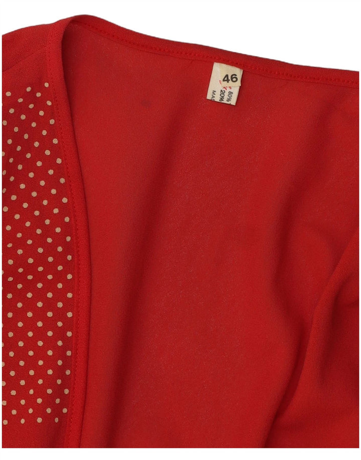 Vintage Womens Front Tie Cardigan Top IT 46 Large Red Spotted Triacetate