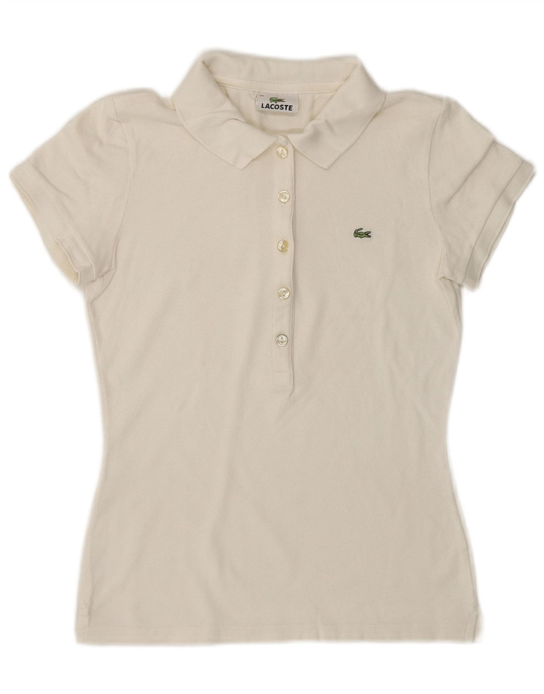 LACOSTE Womens Polo Shirt Size 36 Small White Cotton