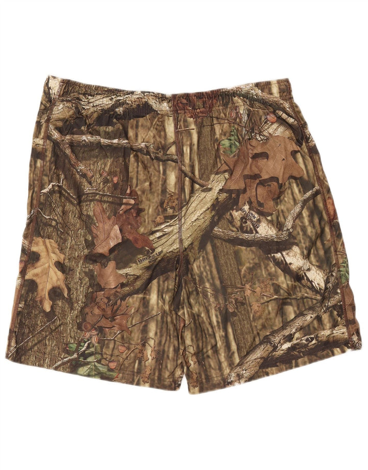 Russell Athletic Mens Mossy Oak Sport Shorts Large Brown Polyester