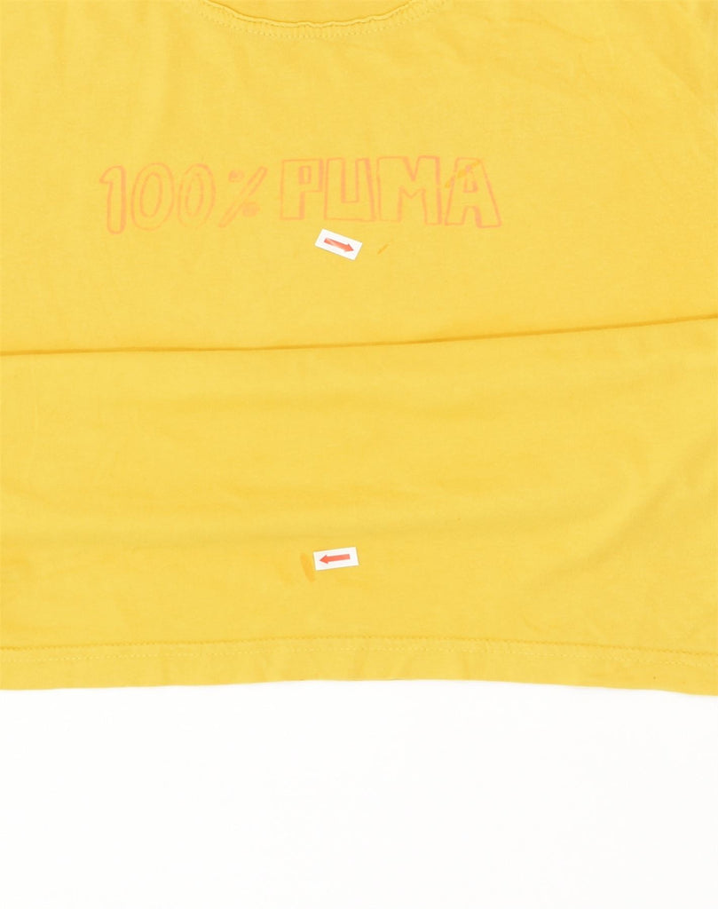 PUMA Mens Graphic T-Shirt Top Small Yellow Cotton | Vintage Puma | Thrift | Second-Hand Puma | Used Clothing | Messina Hembry 