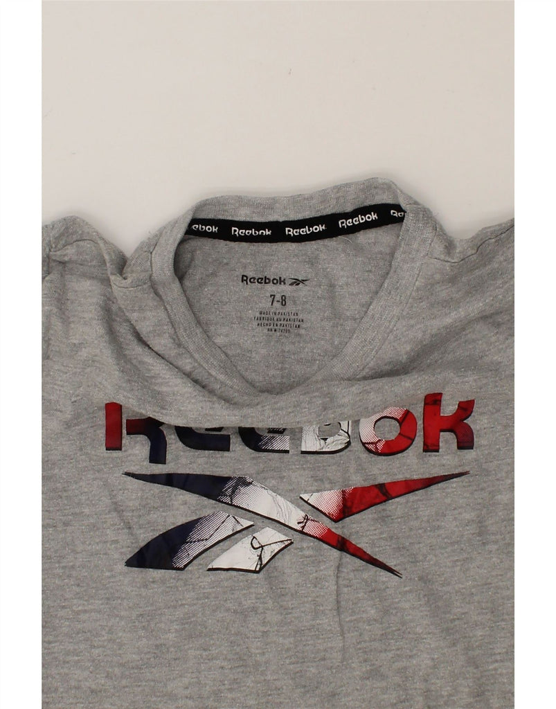 REEBOK Boys Graphic T-Shirt Top 7-8 Years Grey Cotton Vintage Reebok and Second-Hand Reebok from Messina Hembry 
