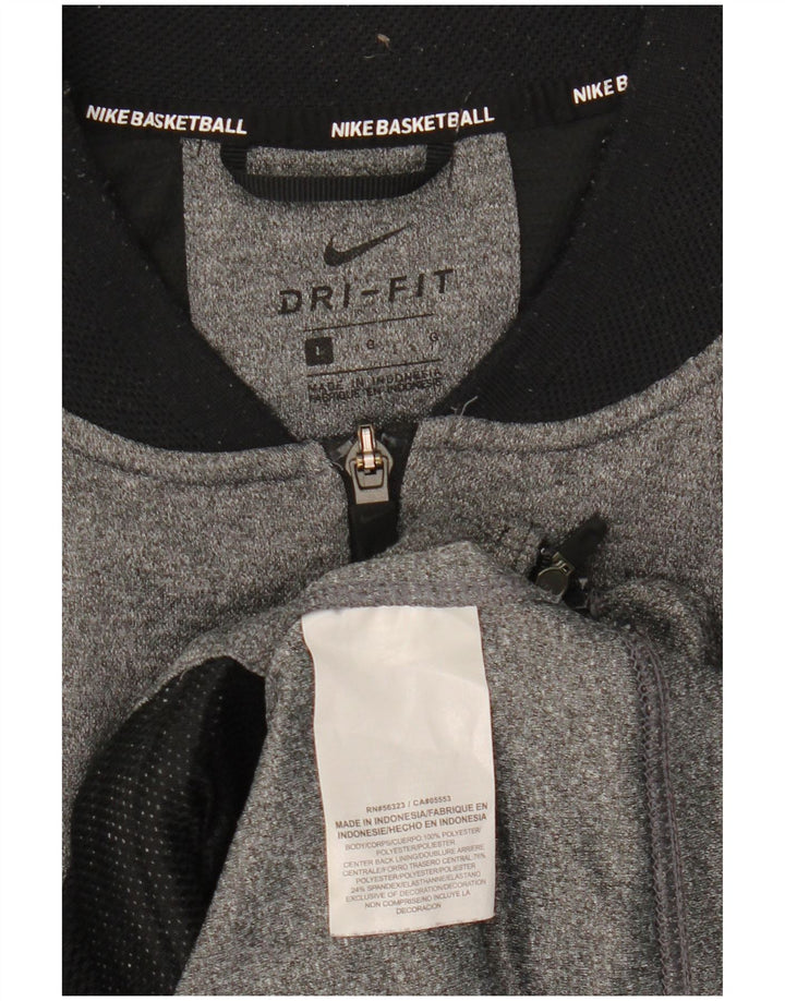 Nike Mens Dri Fit Tracksuit Top Jacket Large Grey Polyester