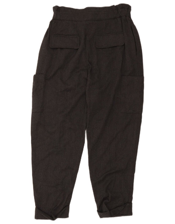 Zara Womens High Waist Cargo Cropped Trousers EU 40 Medium W30 L23 Grey