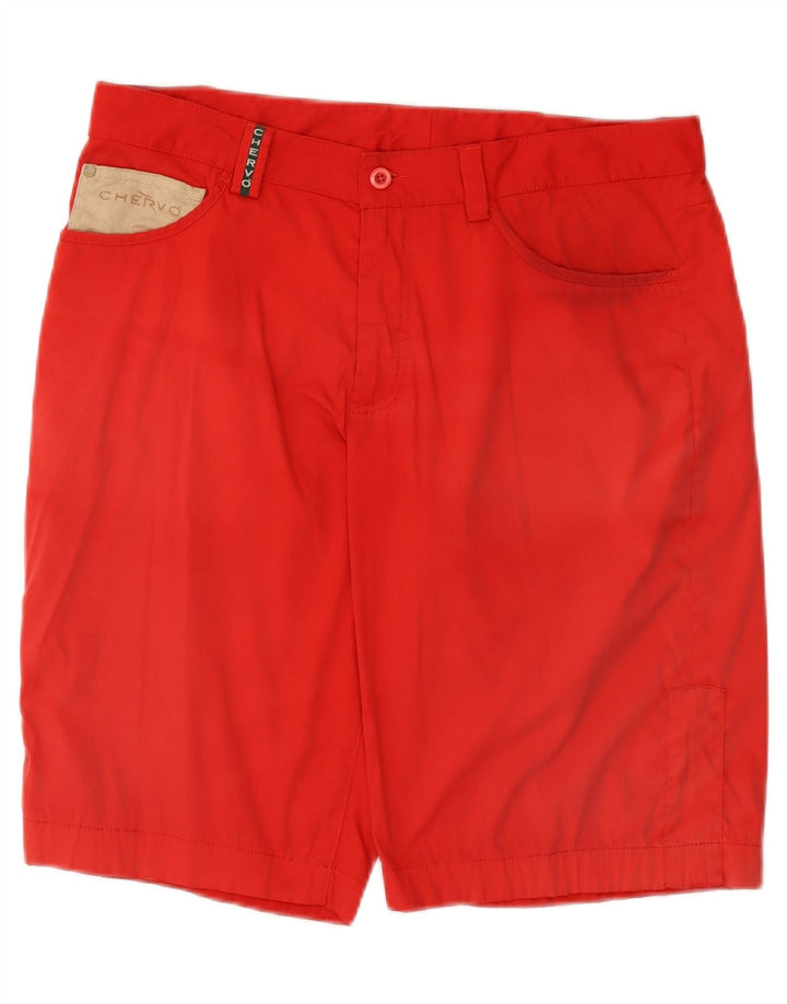 CHERVO Mens Casual Shorts IT 50 Large W34 Red Polyamide