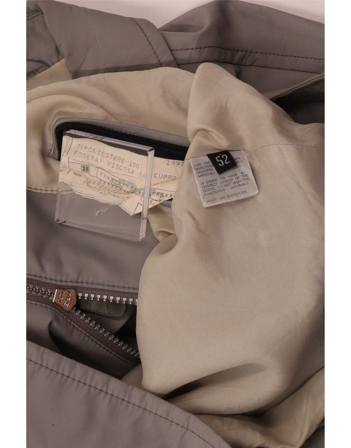 Trussardi Mens Bomber Jacket IT 52 XL Grey Polyester Classic