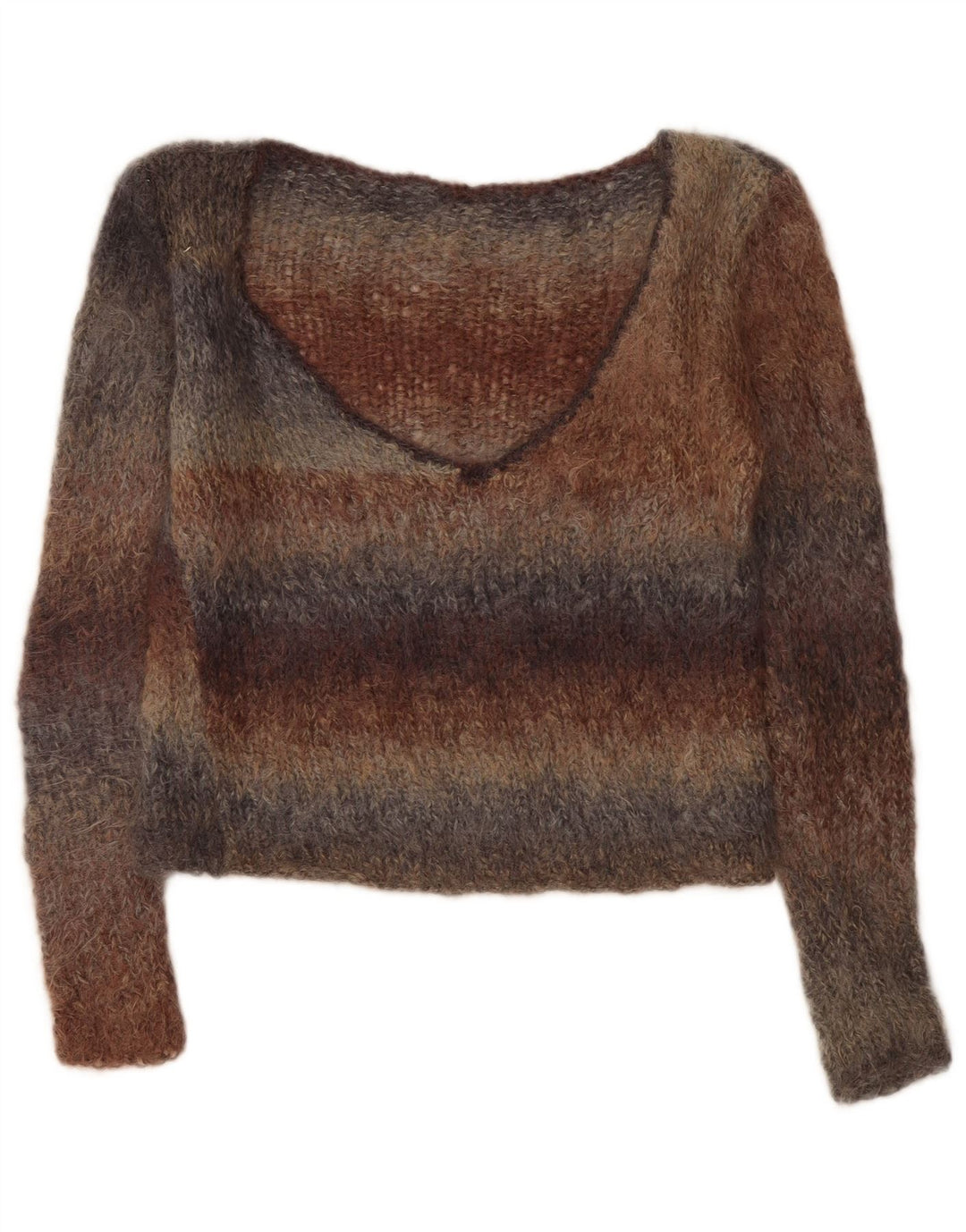Vintage Womens V-Neck Jumper Sweater UK 14 Medium Multicoloured Striped