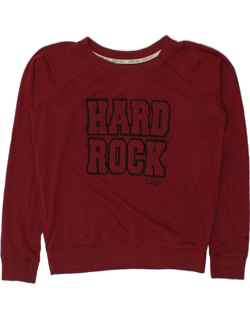 HARD ROCK CAFE Womens Ibiza Graphic Sweatshirt Jumper Large Maroon Cotton | Vintage Hard Rock Cafe | Thrift | Second-Hand Hard Rock Cafe | Used Clothing | Messina Hembry 