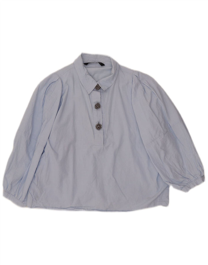 Zara Womens 3/4 Sleeve Blouse Top UK 14 Medium Blue