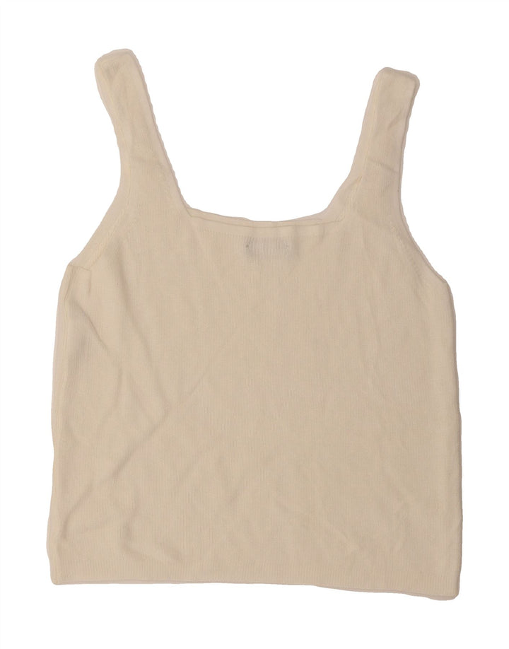 BENETTON Womens Knit Cami Top UK 8 Small White Vintage Benetton and Second-Hand Benetton from Messina Hembry 