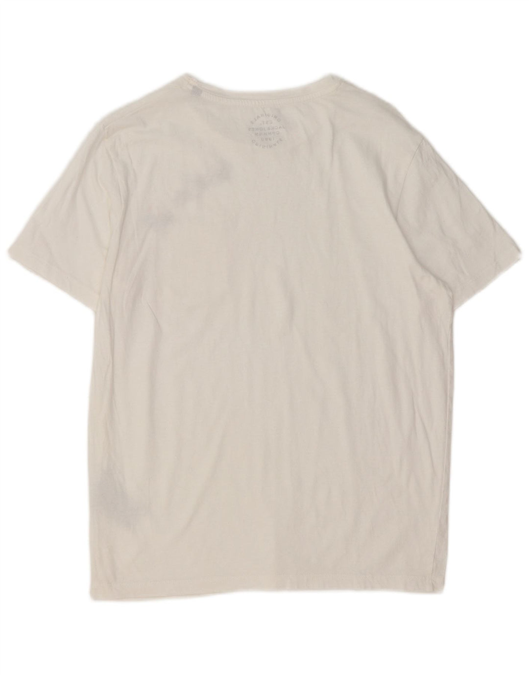 Jack & Jones Mens Graphic T-Shirt Top Medium White Cotton