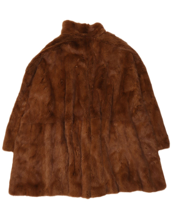 Vintage Womens Oversized Reversible Fur Coat UK 18 XL Brown