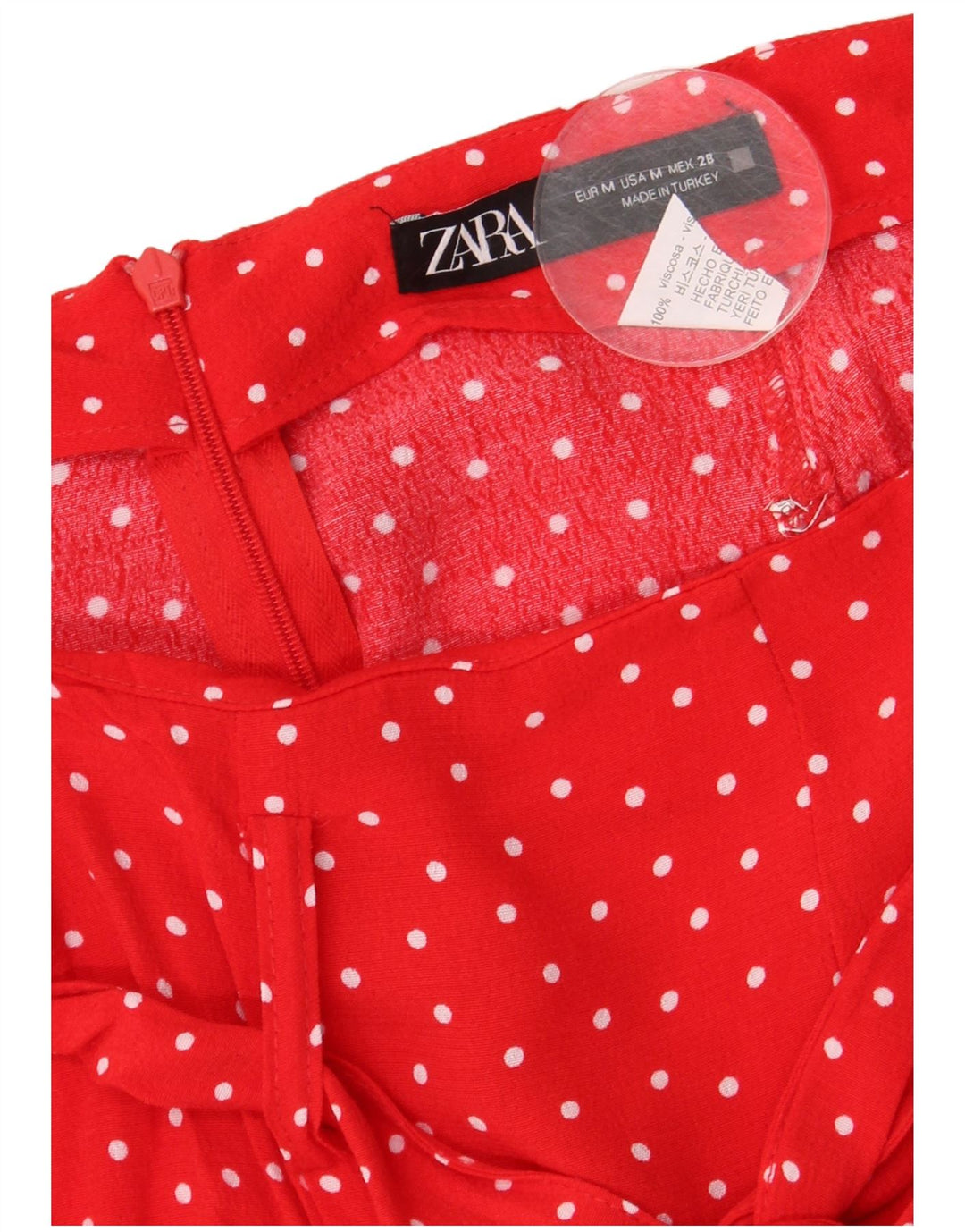 Zara Womens Mini Skirt Medium W28  Red Spotted Viscose