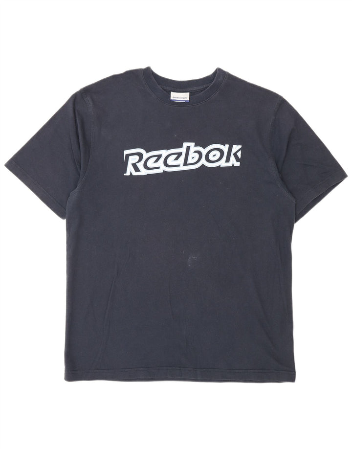 Reebok Mens Graphic T-Shirt Top Large Navy Blue Cotton