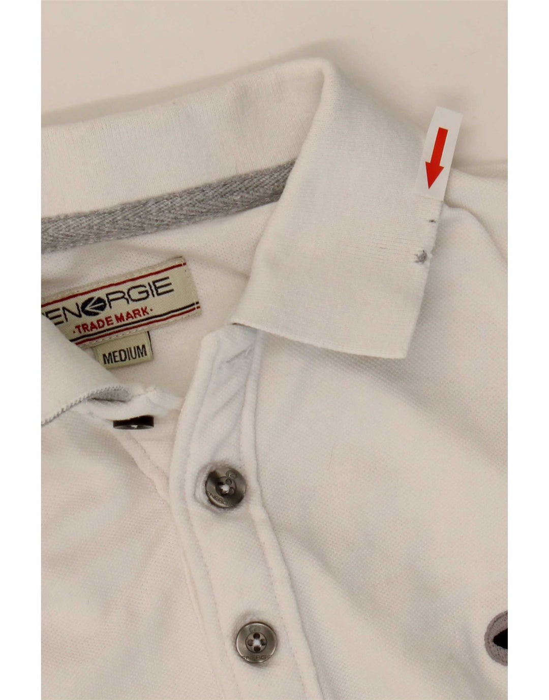 Energie Mens Long Sleeve Polo Shirt Medium White