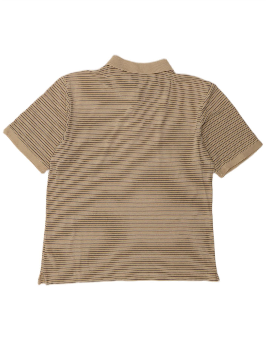Timberland Mens Polo Shirt Large Beige Striped Cotton