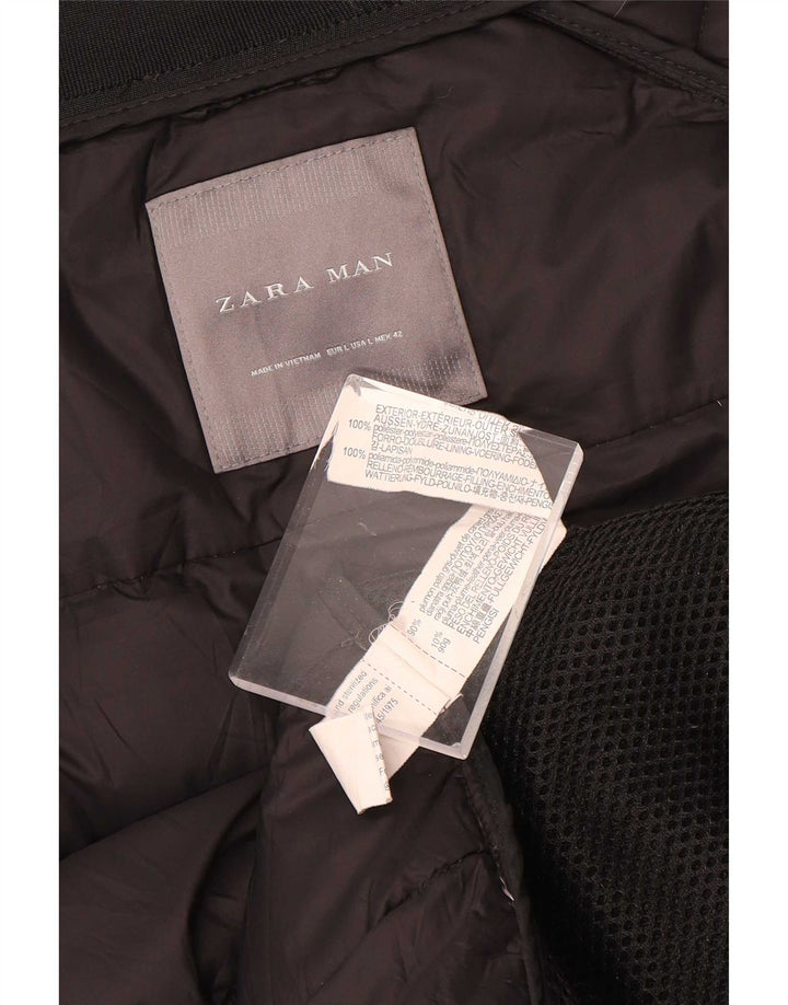 Zara Mens Padded Jacket UK 40 Large Black Polyester