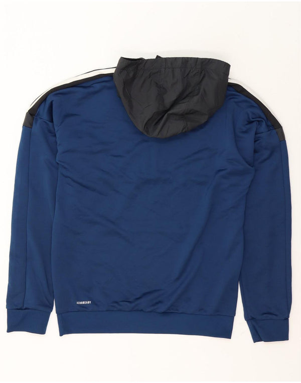 Adidas Mens Aeroready Zip Neck Hoodie Jumper Small Navy Blue Colourblock