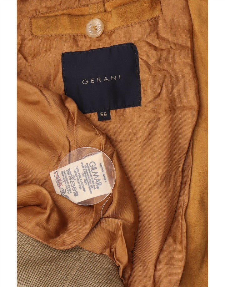 Gerani Mens Suede Bomber Jacket IT 56 3XL Beige Leather