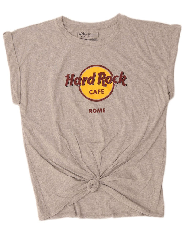 Hard Rock Cafe Womens Rome Graphic T-Shirt Top UK 18 XL Grey Cotton