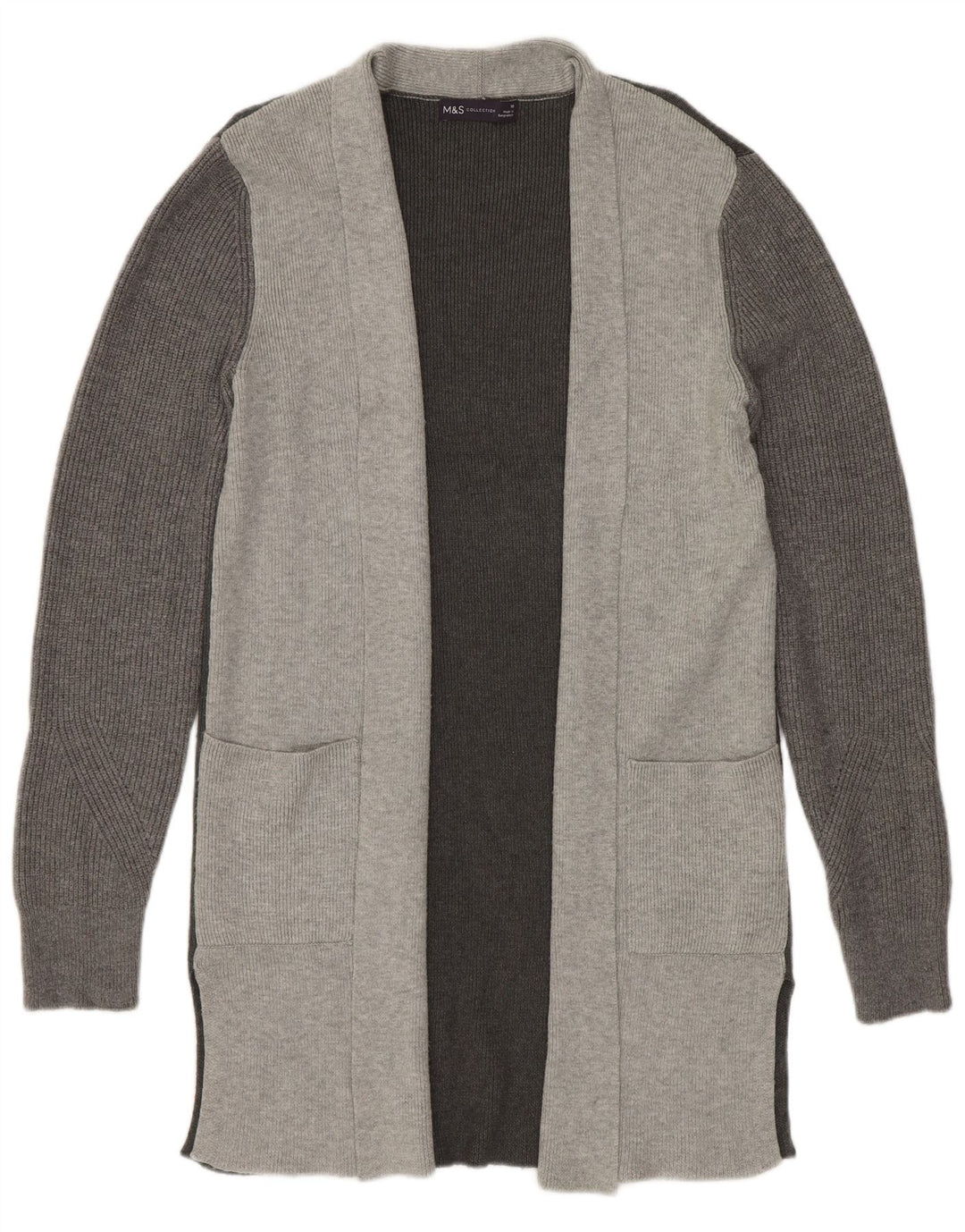 Marks & Spencer Womens Longline Cardigan Sweater UK 10 Small Grey
