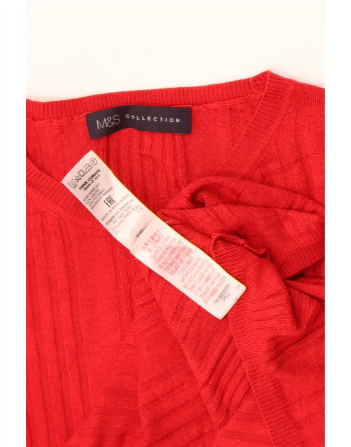 Marks & Spencer Womens T-Shirt Top UK 12 Medium Red Viscose