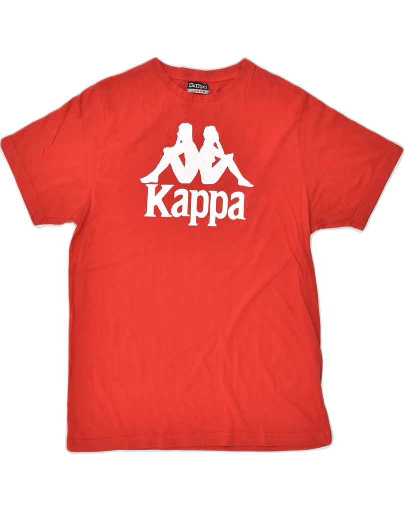 KAPPA Womens Graphic T-Shirt Top UK 16 Large Red Cotton | Vintage Kappa | Thrift | Second-Hand Kappa | Used Clothing | Messina Hembry 