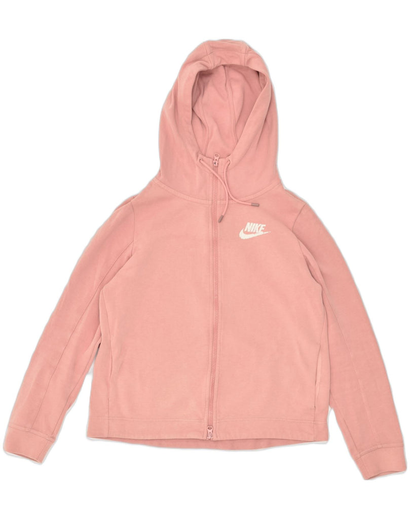 NIKE Womens Zip Hoodie Sweater UK 10 Small Pink Cotton | Vintage Nike | Thrift | Second-Hand Nike | Used Clothing | Messina Hembry 