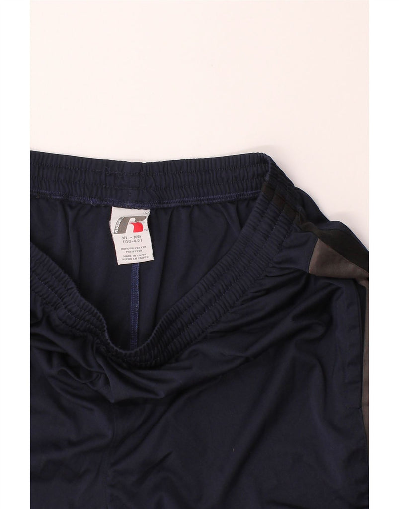 RUSSELL ATHLETIC Mens Sport Shorts XL  Navy Blue Colourblock Polyester Vintage Russell Athletic and Second-Hand Russell Athletic from Messina Hembry 