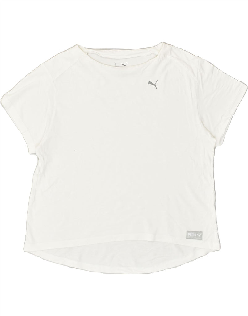 PUMA Womens T-Shirt Top UK 16 Large White Cotton | Vintage Puma | Thrift | Second-Hand Puma | Used Clothing | Messina Hembry 